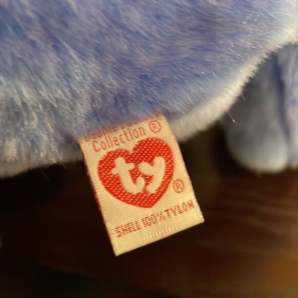 Vintage TY Beanie Buddy Bear "Clubby 2" 1999 Blue Bear with Silver Bow EUC  14” - Picture 6 of 7